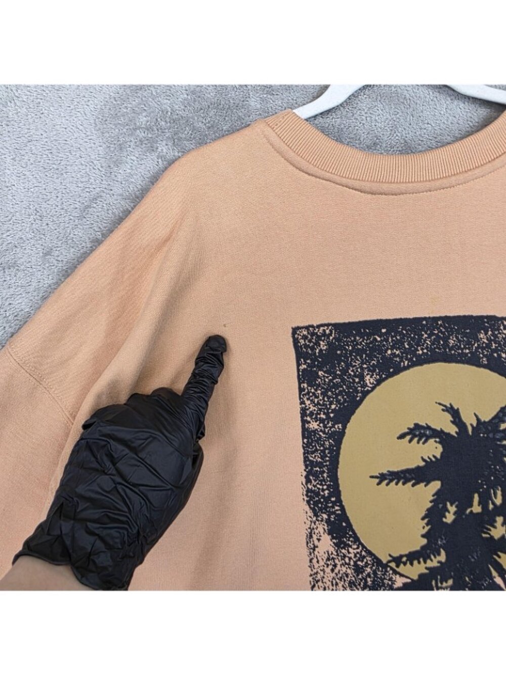 Volcom Ex Boyfriends Sweatshirt Womens XL Peach Palm Graphic Fleece Pullover - Picture 8 of 15